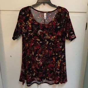 LuLaRoe Perfect Tee XS Black with Floral Design